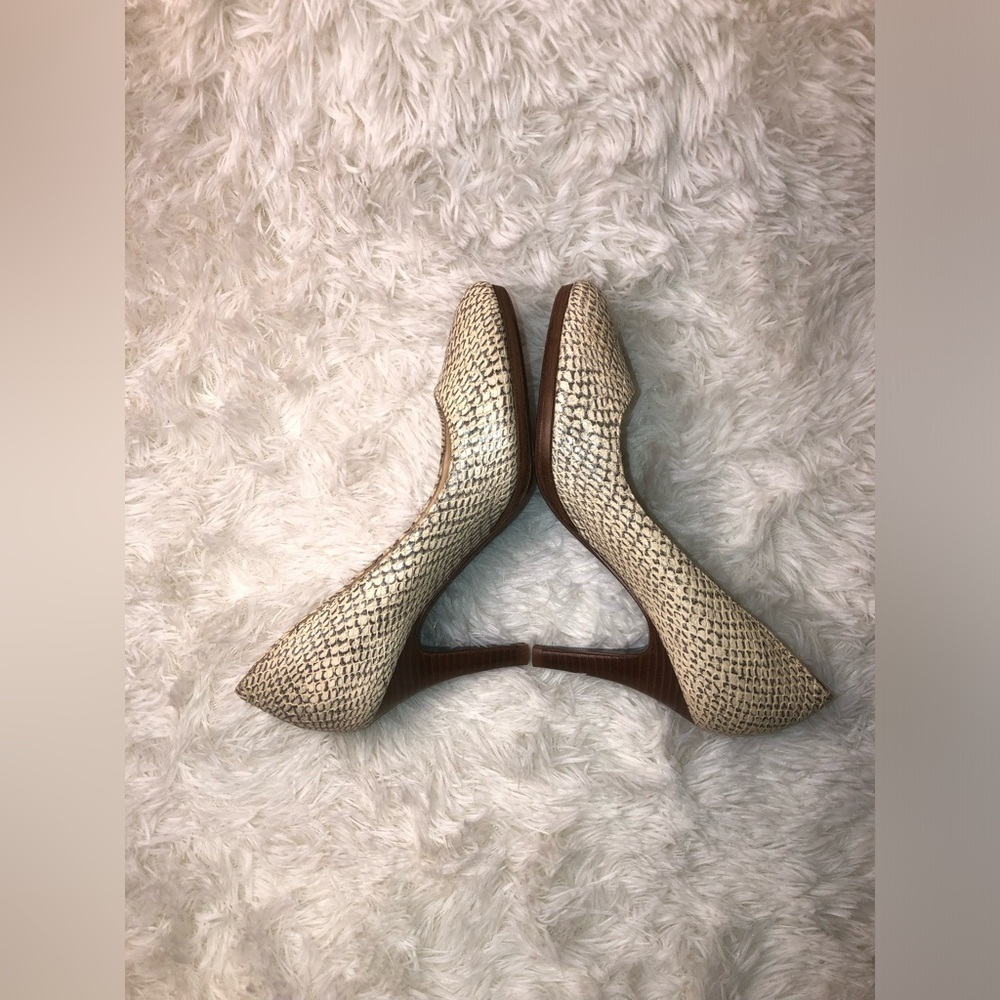 Cole Haan Cream and Brown Snake Patterned Heels - Picture 10 of 10